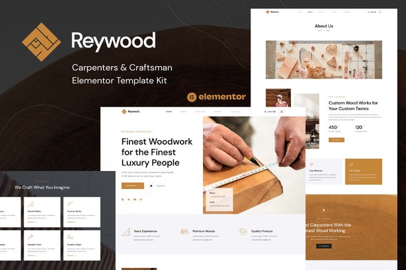 Reywood - Carpenter & Craftsman Elementor Template — Elementor template kit cover