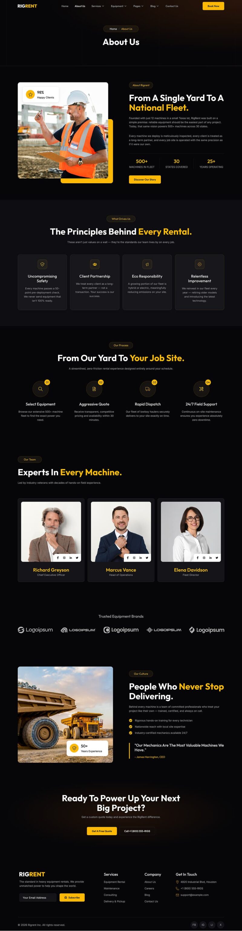 About Us — Rigrent - Heavy Equipment Rental Elementor Template