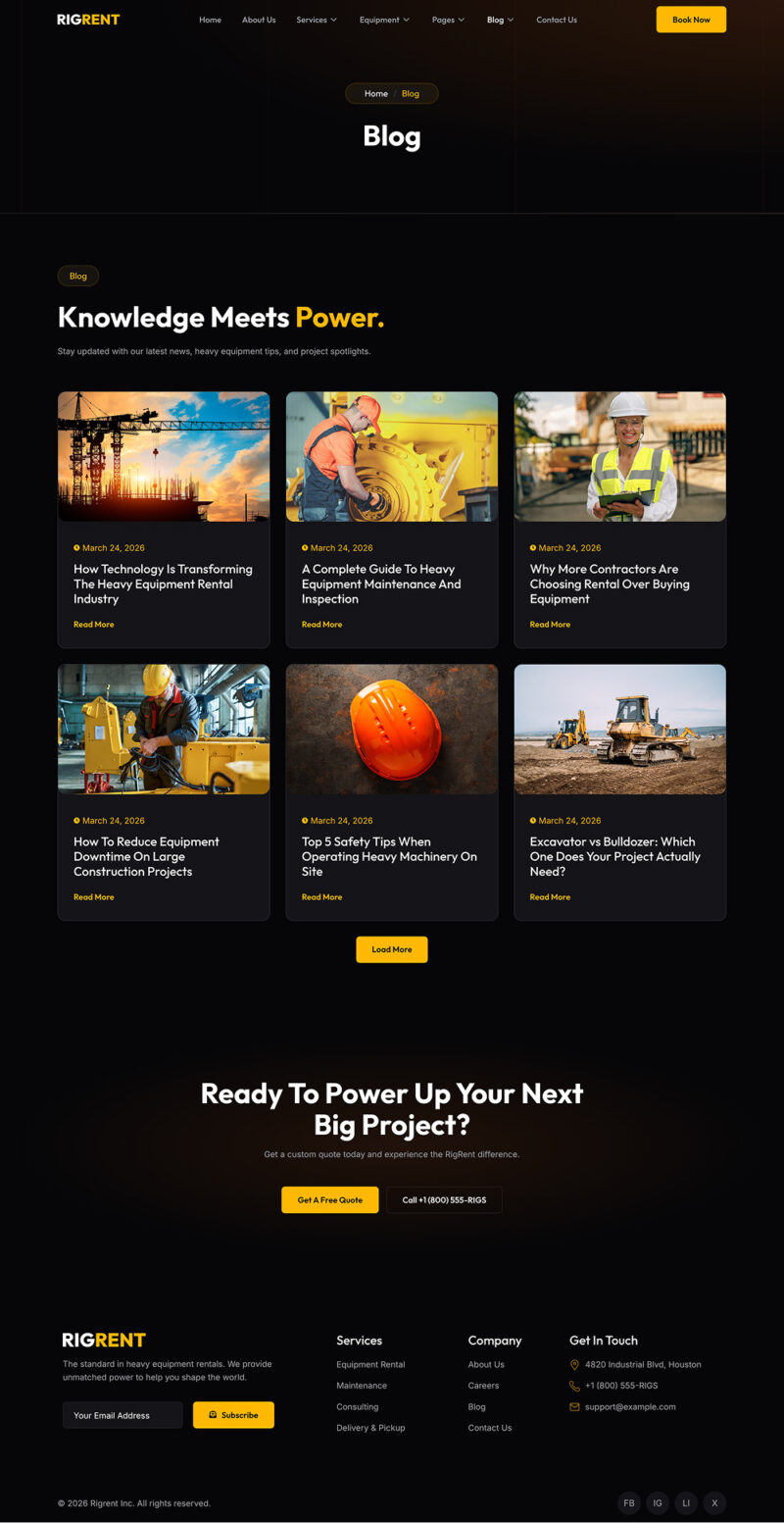 Blog — Rigrent - Heavy Equipment Rental Elementor Template