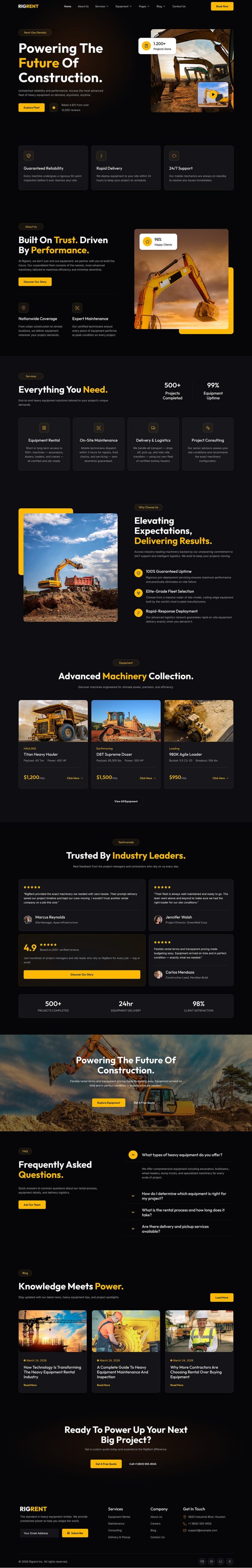 Home — Rigrent - Heavy Equipment Rental Elementor Template