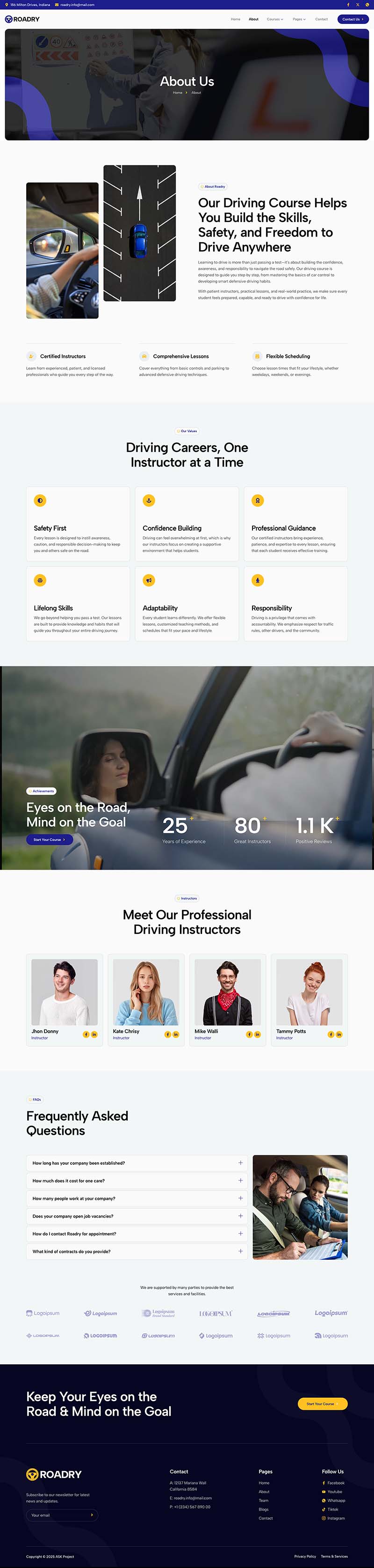 About — Roadry - Driving Course & Traffic School Elementor Template
