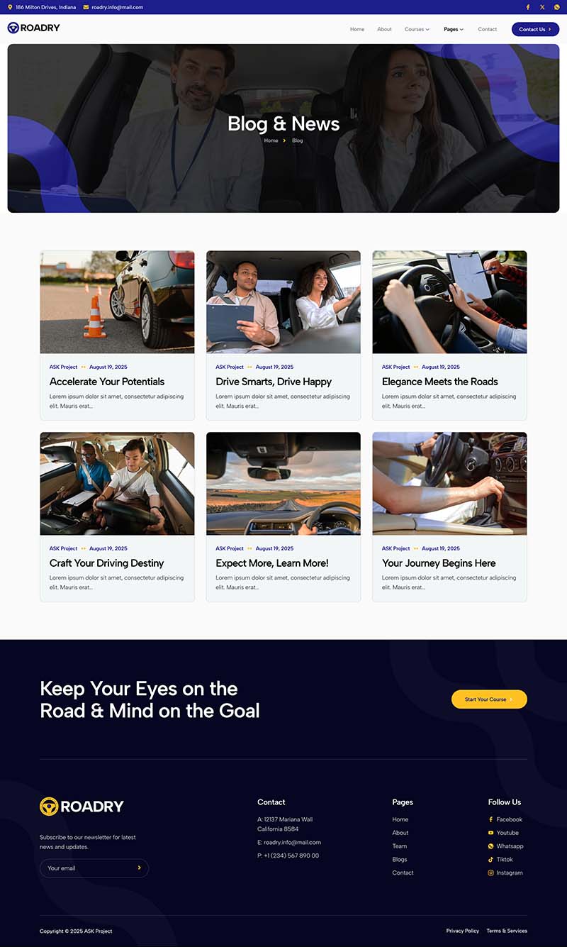 Blog — Roadry - Driving Course & Traffic School Elementor Template