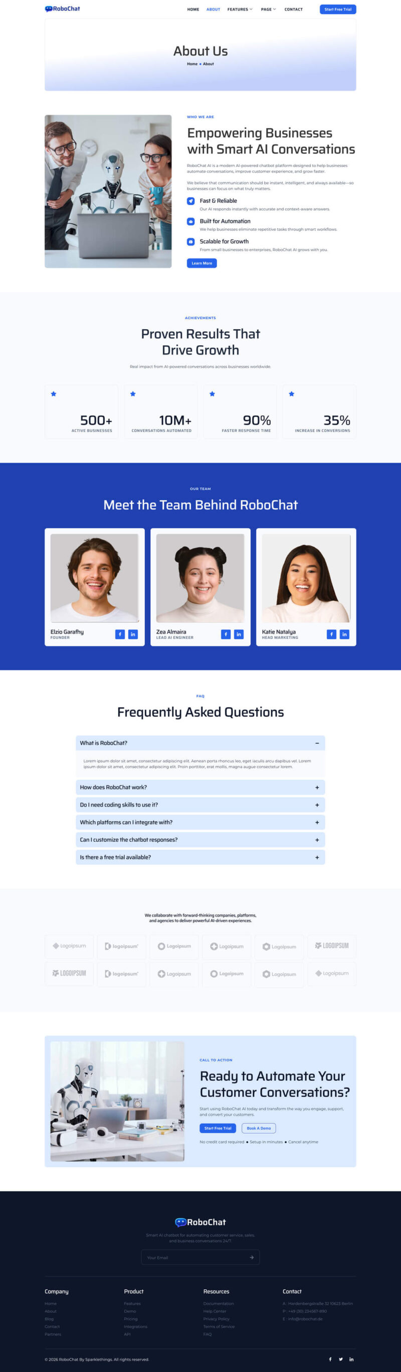 About — RoboChat - AI Chatbot Service Elementor Template