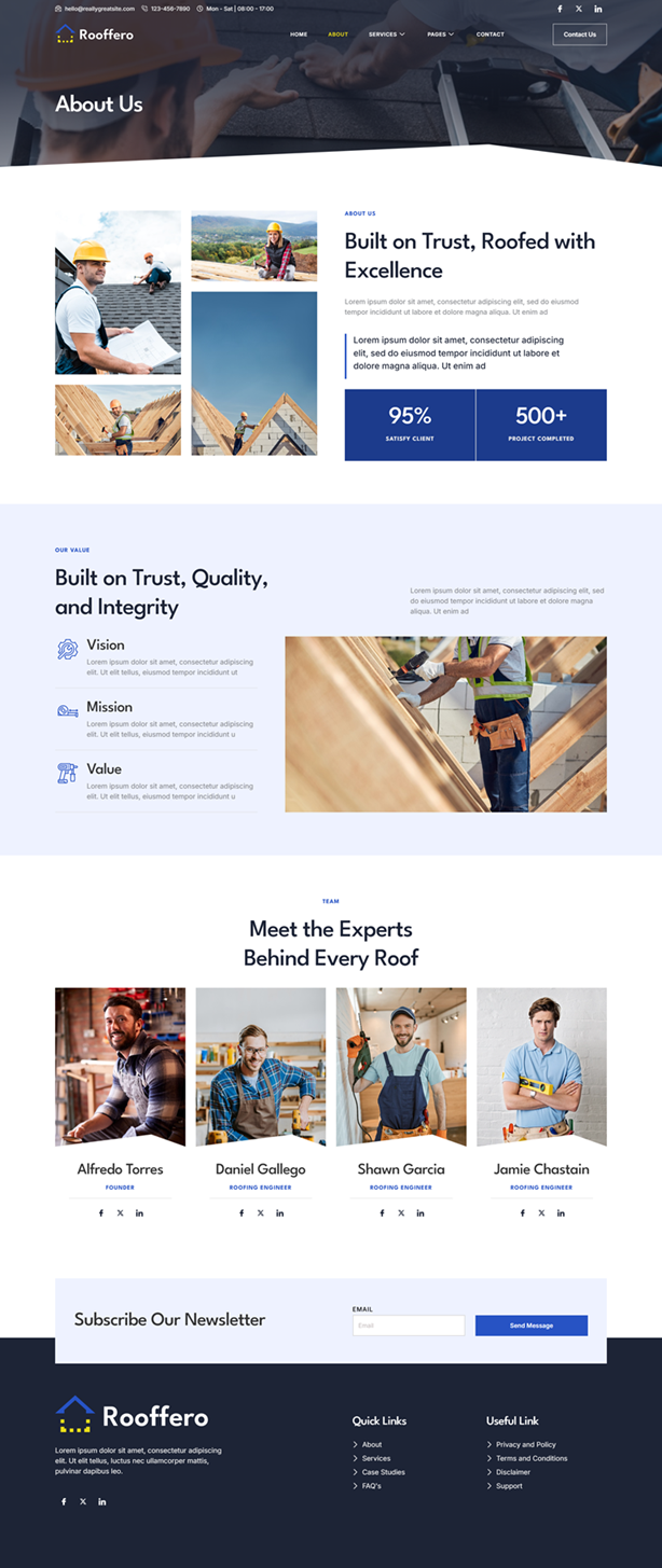 About — Rooffero - Roofing Services Elementor Template