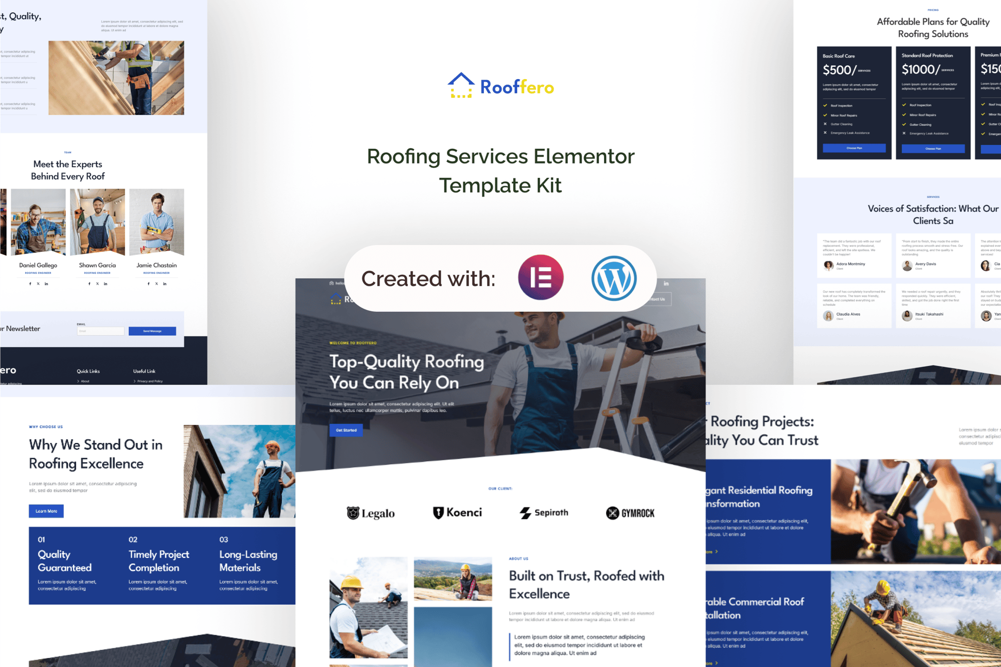 Rooffero - Roofing Services Elementor Template — Elementor template kit cover