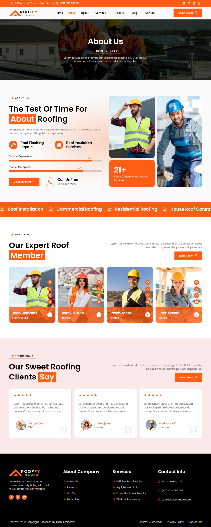 About — Rooffy - Roofing Services Elementor Template