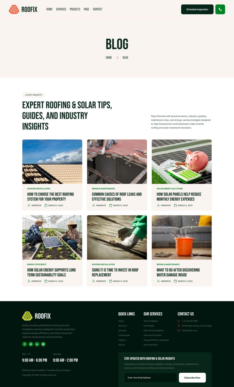 Blog — Roofix - Roofing & Solar Installation Elementor Template