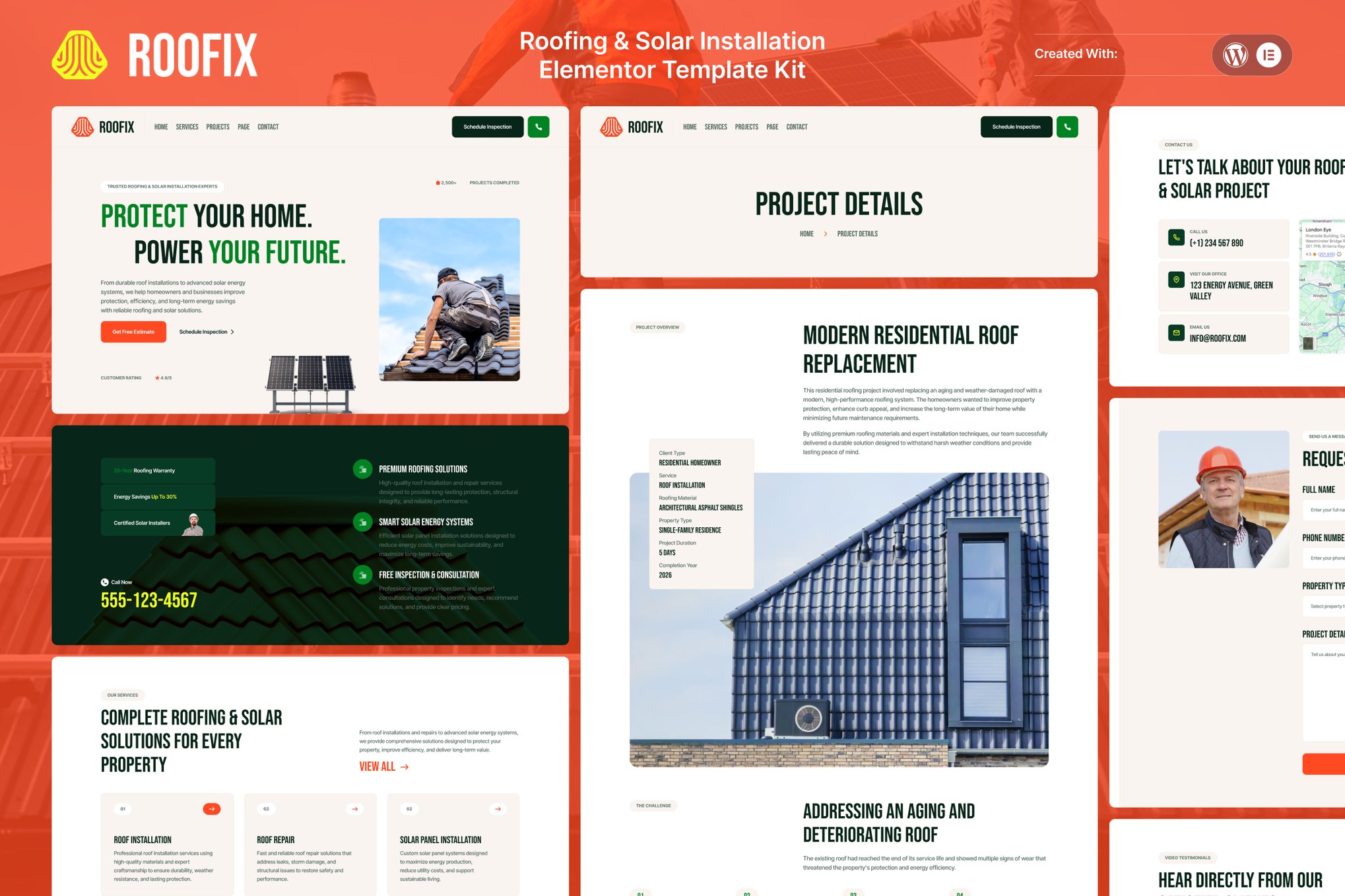 Roofix - Roofing & Solar Installation Elementor Template — Elementor template kit cover