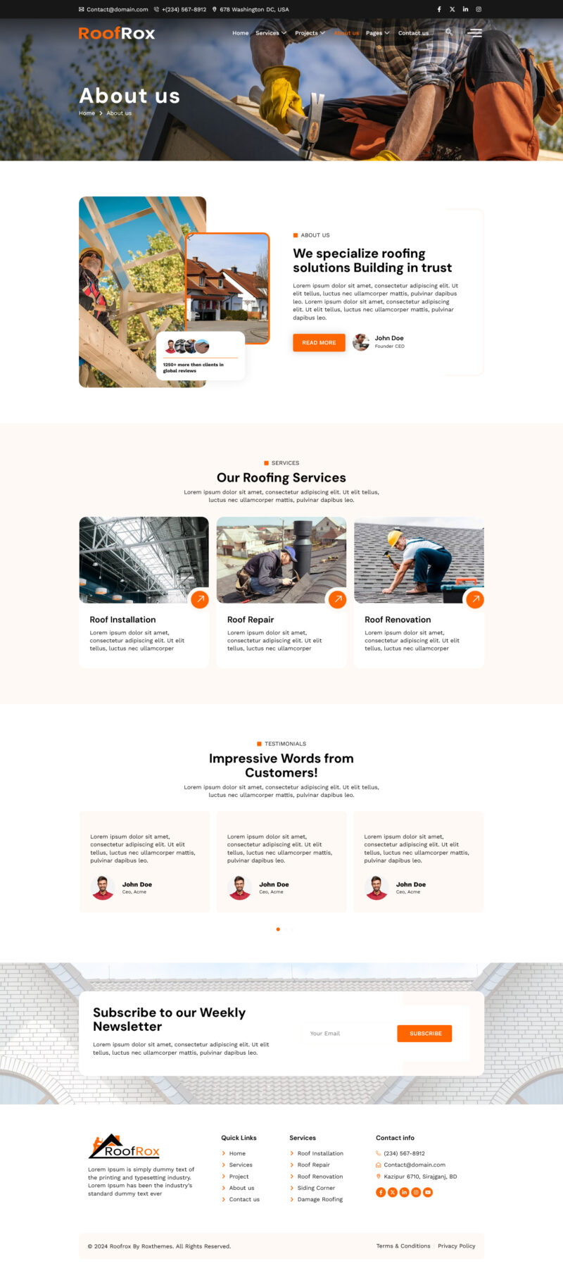 About us — Roofrox - Roofing Services Elementor Template