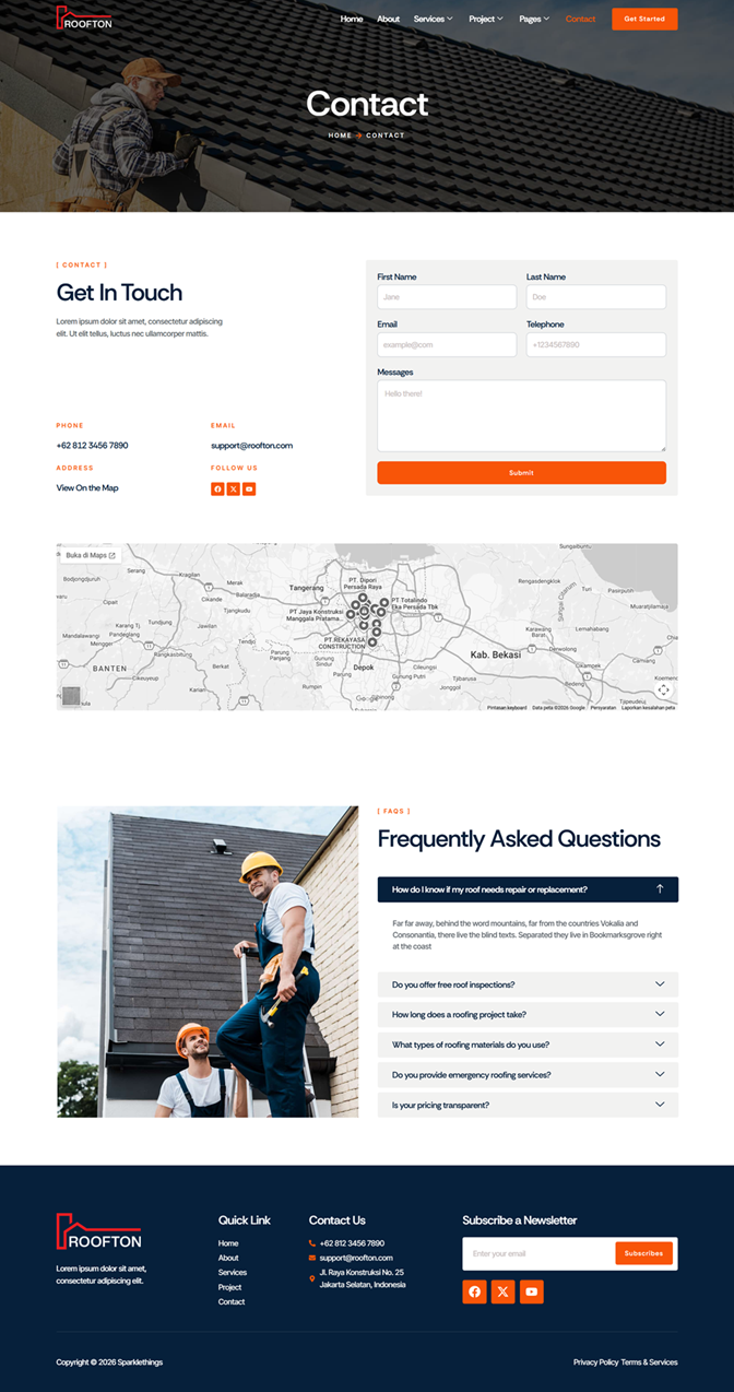 Contact — Roofton - Roofing Services Elementor Template