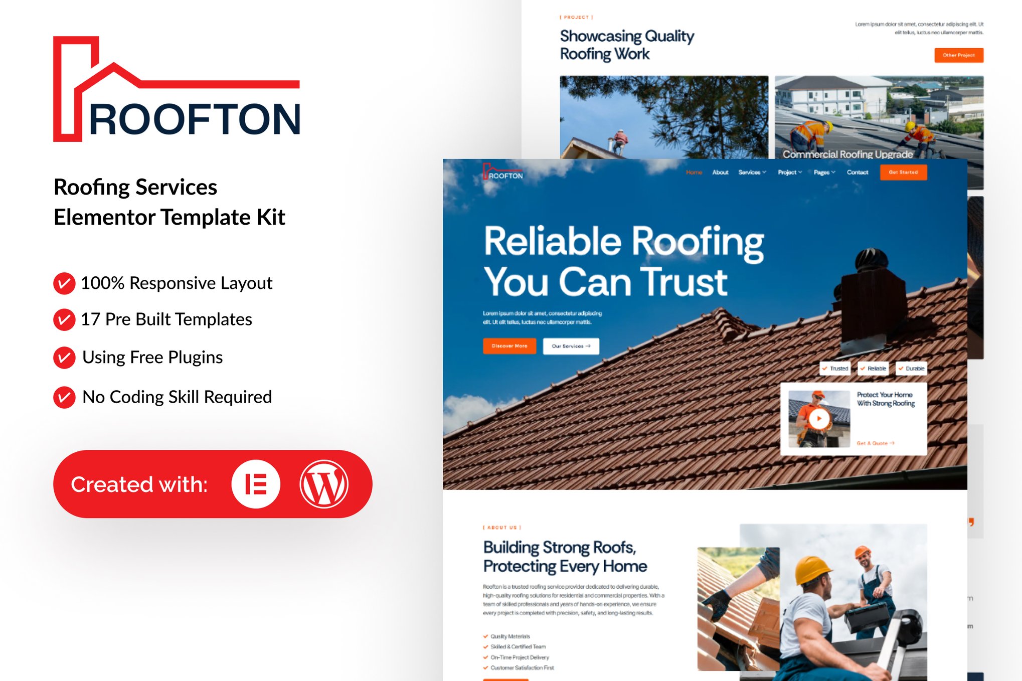 Roofton - Roofing Services Elementor Template — Elementor template kit cover