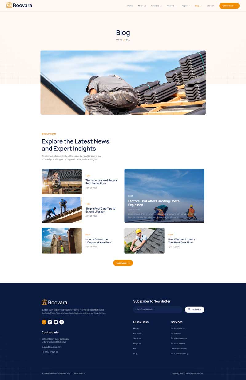 Blog — Roovara - Roofing Services Elementor Template
