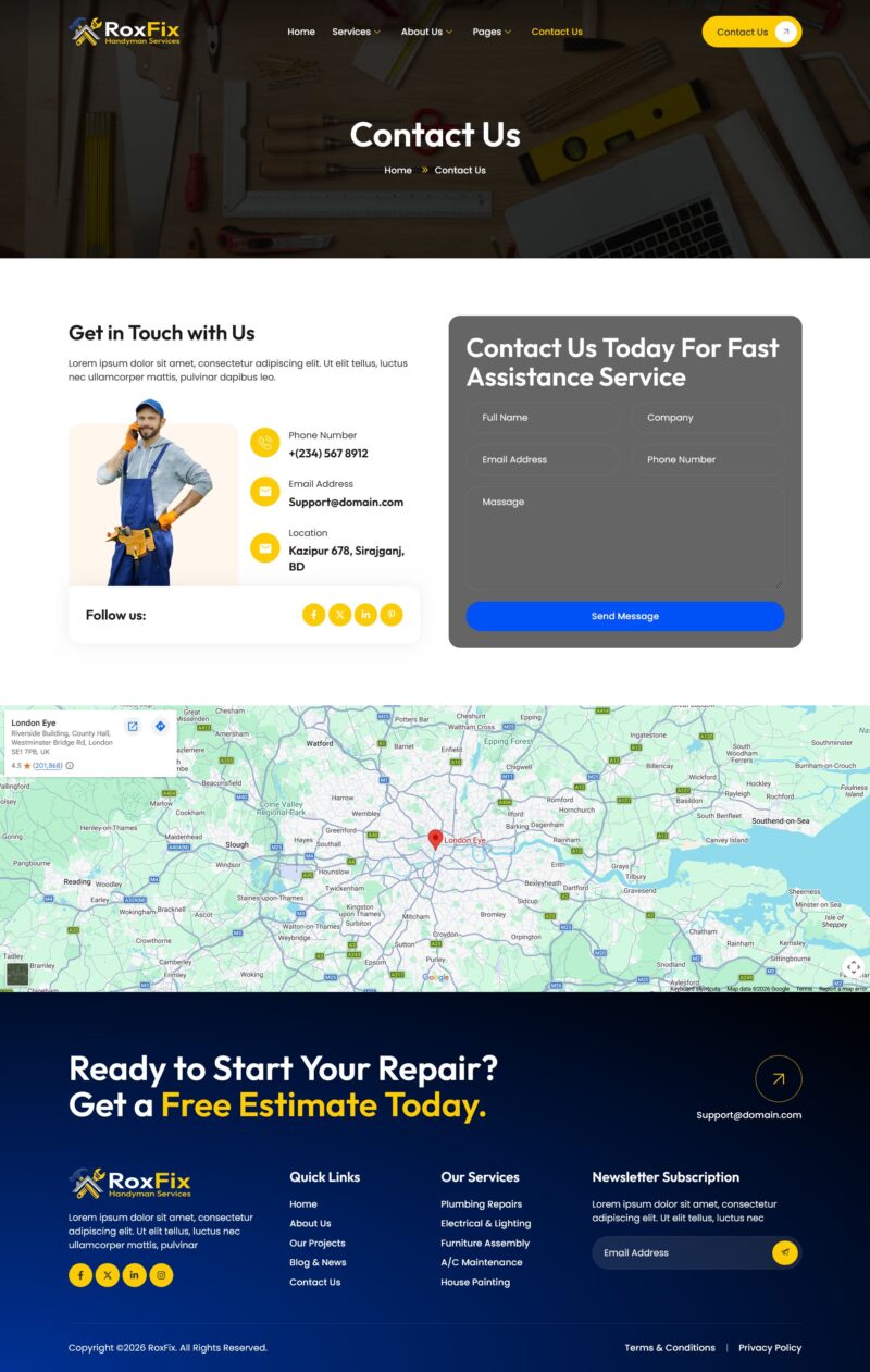 Contact Us — RoxFix - Handyman Services Elementor Template