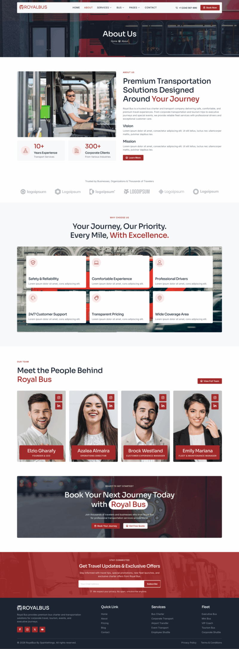 About — RoyalBus - Bus Charter Service & Transport Company Elementor Template