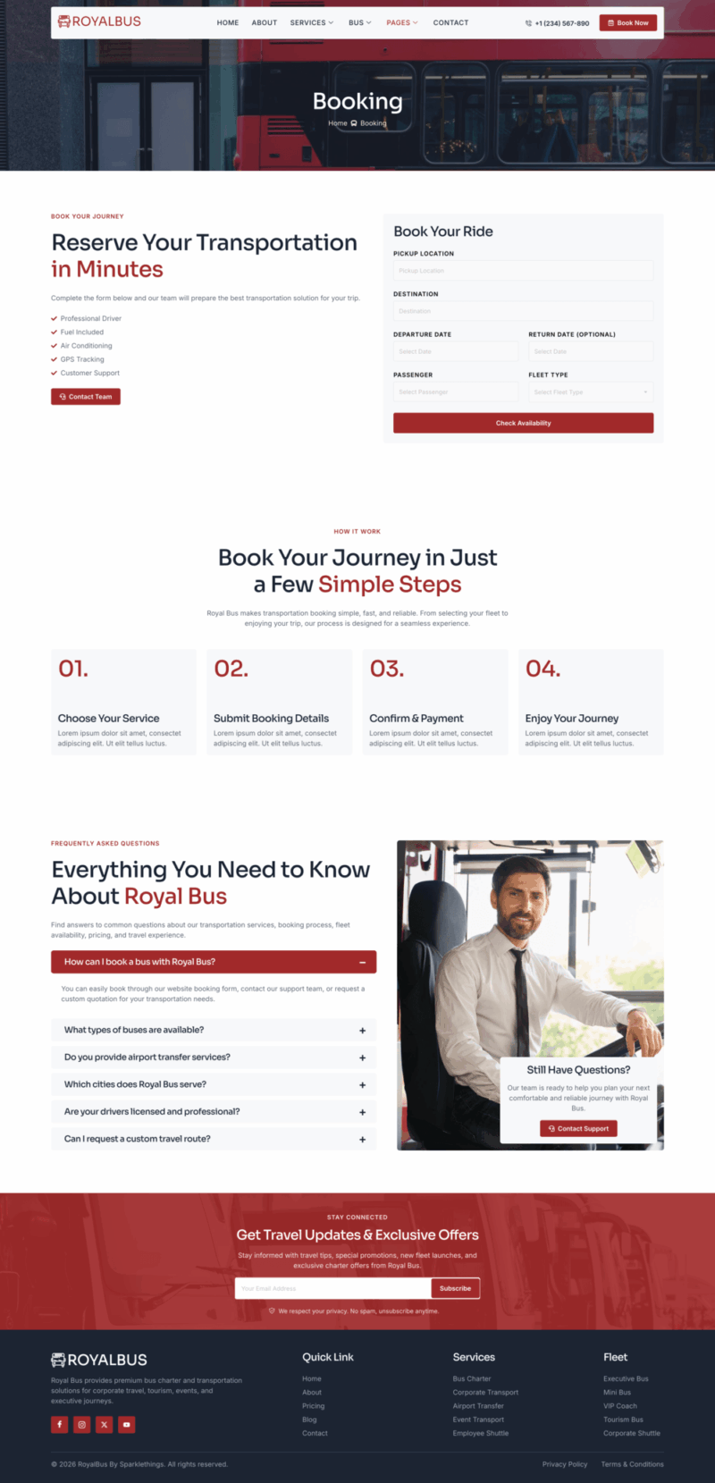 Booking — RoyalBus - Bus Charter Service & Transport Company Elementor Template