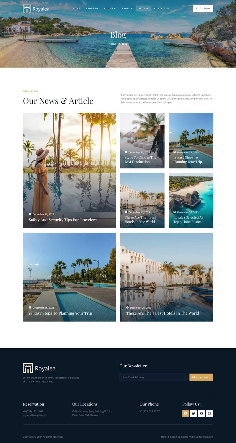 Blog — Royalea - Luxury Hotel & Resort Elementor Template