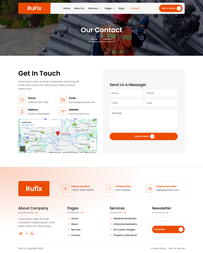 Contact — Rufix - Roofing Services Elementor Template
