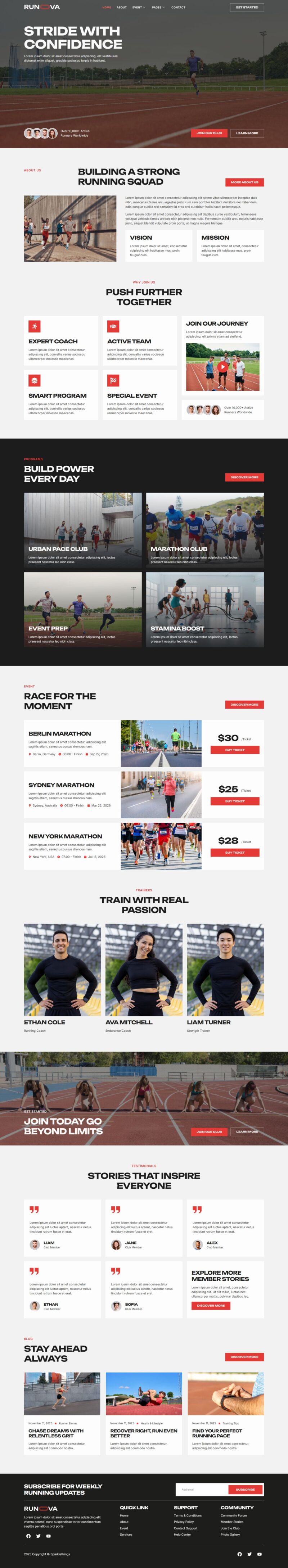 Home — Runova - Marathon & Sports Events Running Club Elementor Template