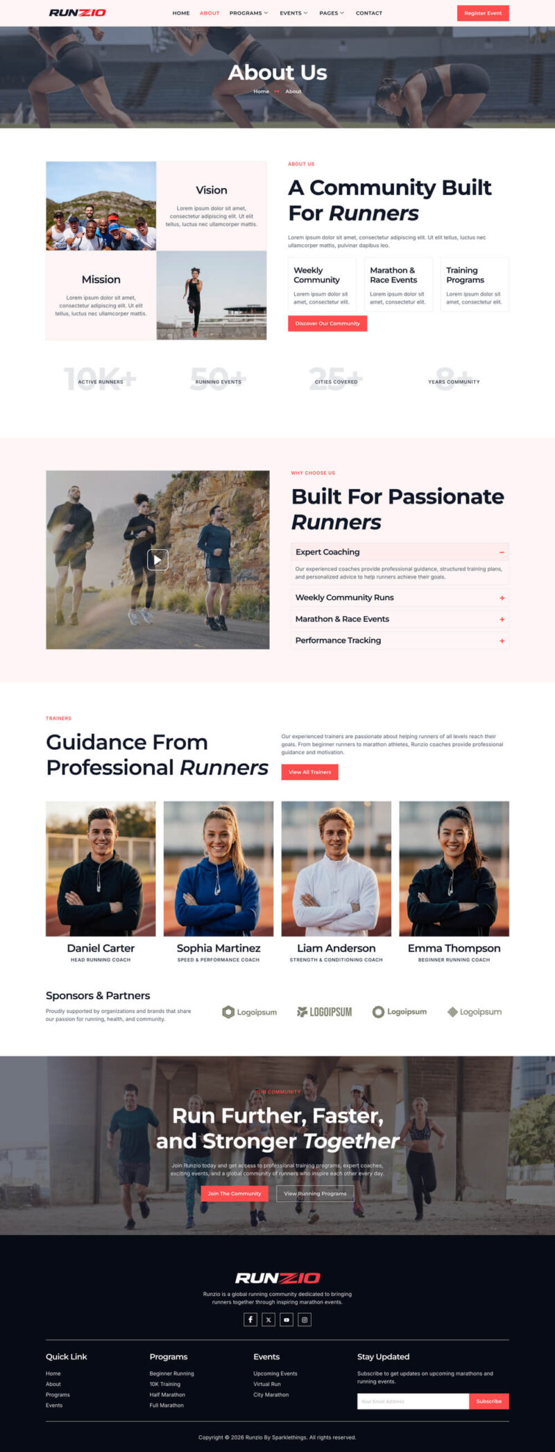 About — Runzio - Running Club, Marathon & Sports Events Elementor Template