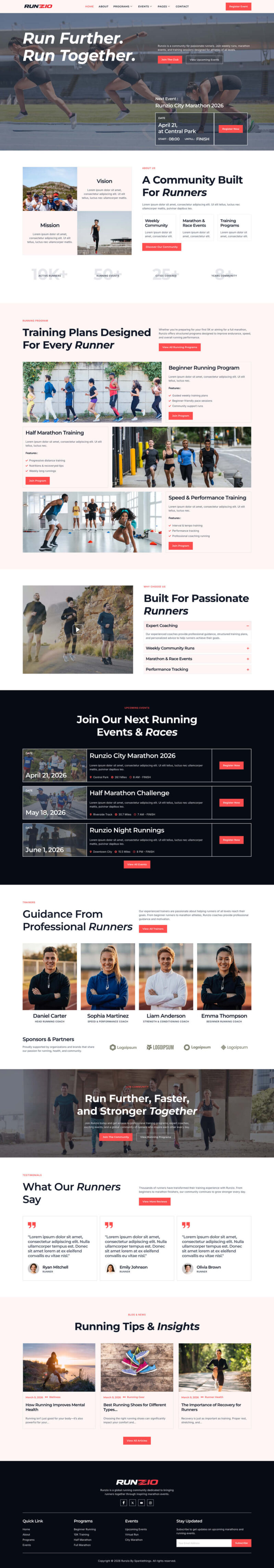 Home — Runzio - Running Club, Marathon & Sports Events Elementor Template