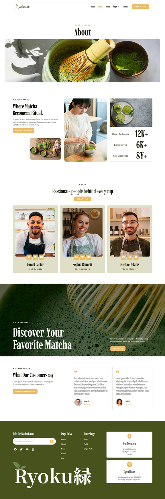 About — Ryoku - Matcha Cafe Elementor Template
