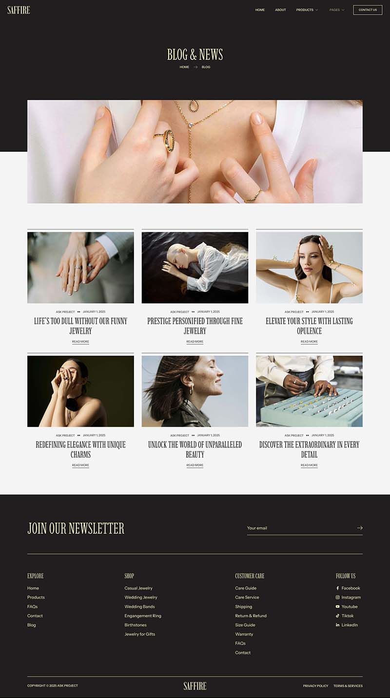 Blog — Saffire - Luxury Jewelry Elementor Template