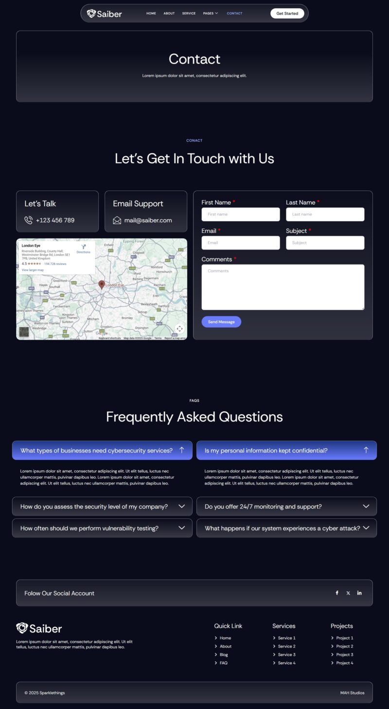 Contact — Saiber - Cyber Security Service Elementor Template
