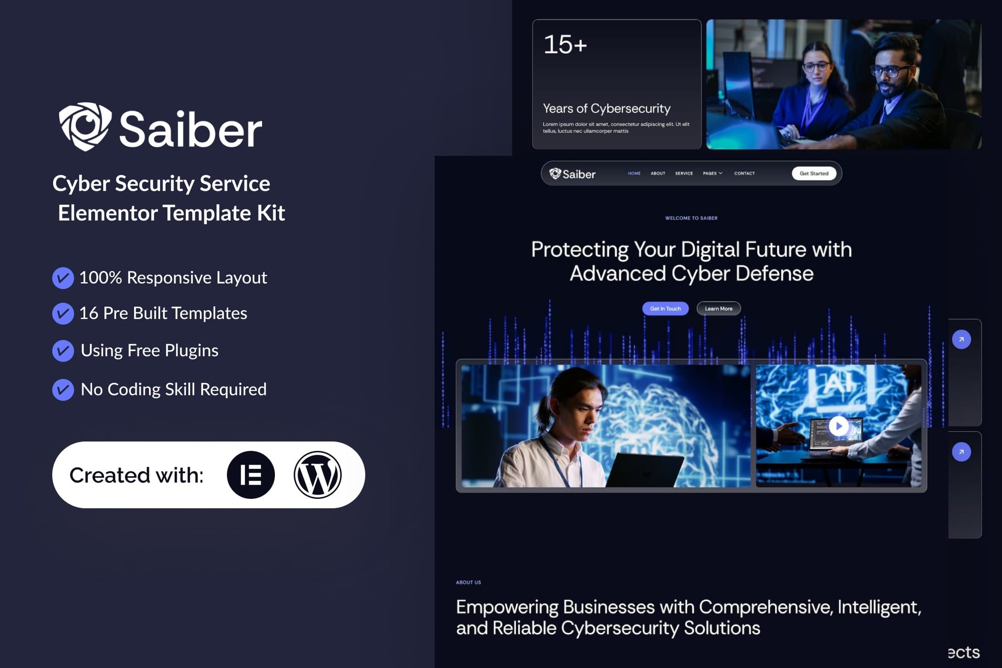 Saiber - Cyber Security Service Elementor Template — Elementor template kit cover