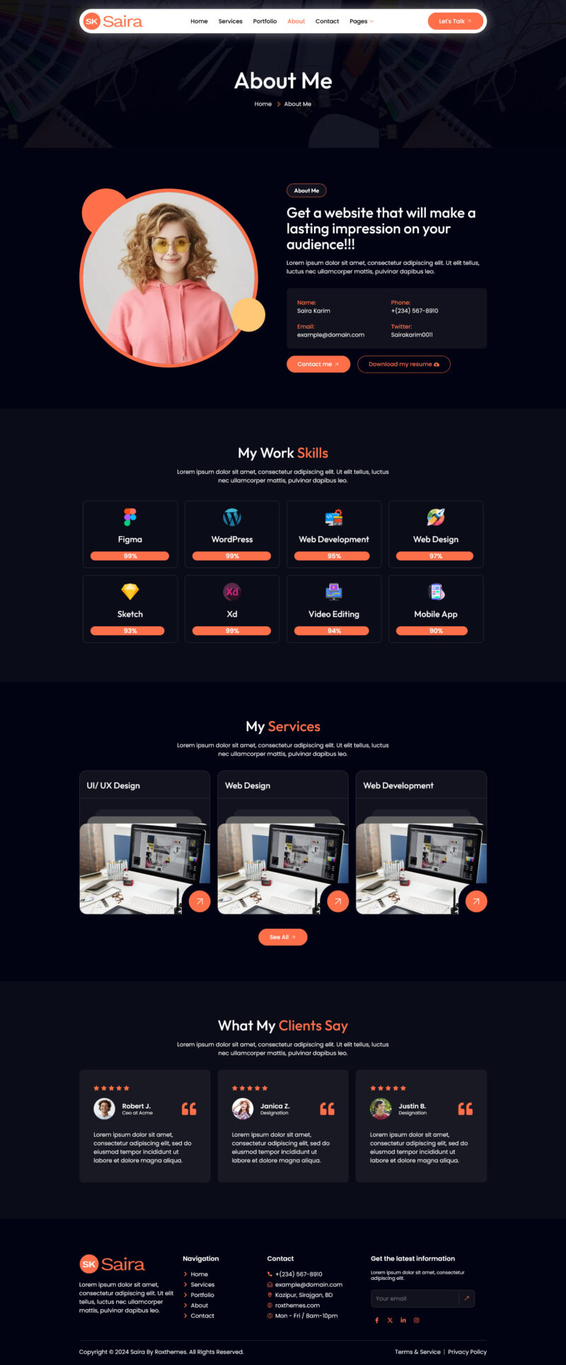 About — Saira – Personal Portfolio Elementor Template