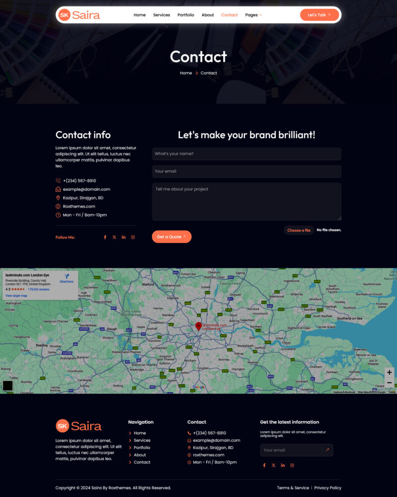 Contact — Saira – Personal Portfolio Elementor Template