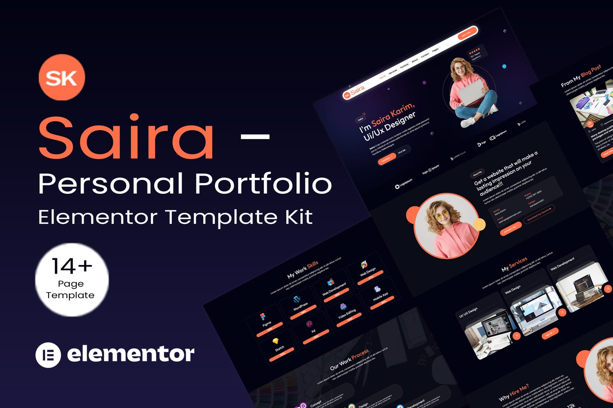 Saira – Personal Portfolio Elementor Template — Elementor template kit cover