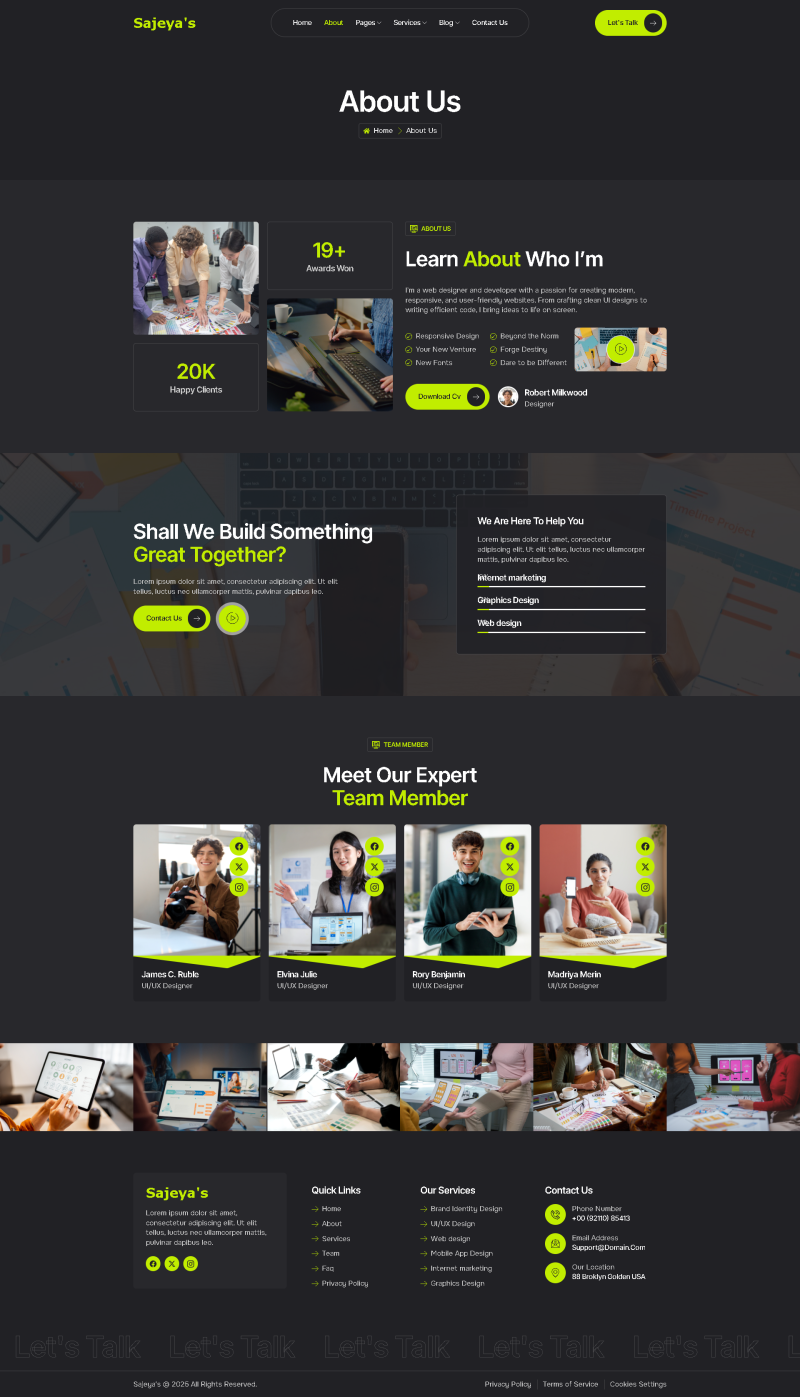 About Us — Sajeya - Personal Portfolio Elementor Template