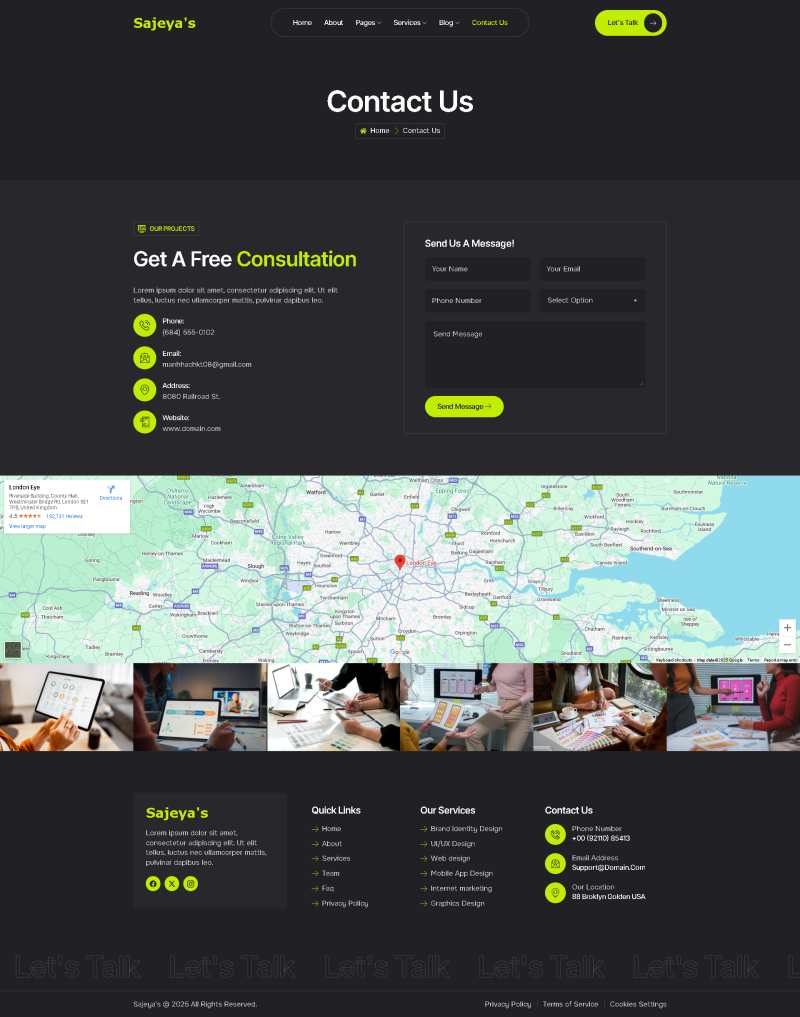 Contact Us — Sajeya - Personal Portfolio Elementor Template