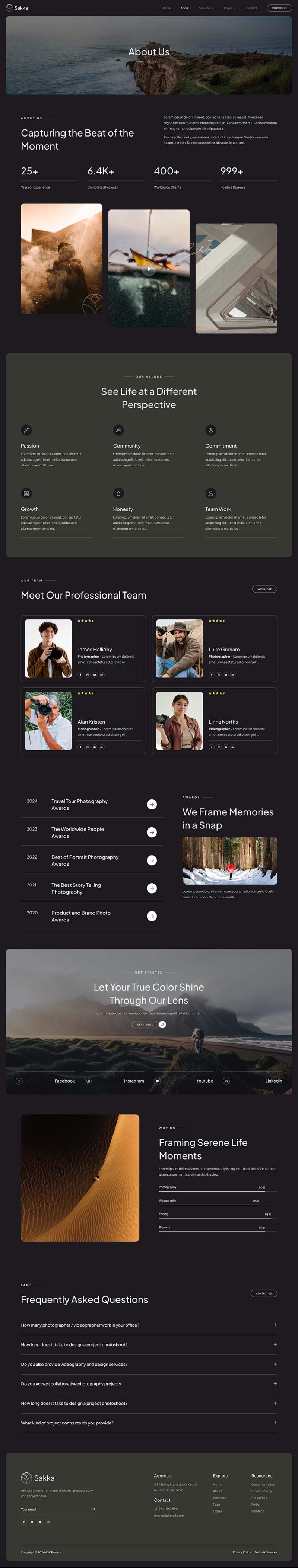 About — Sakka - Photography Service & Portfolio Elementor Template