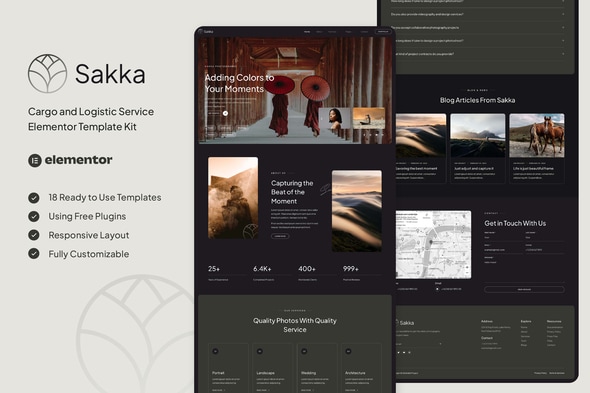 Sakka - Photography Service & Portfolio Elementor Template — Elementor template kit cover