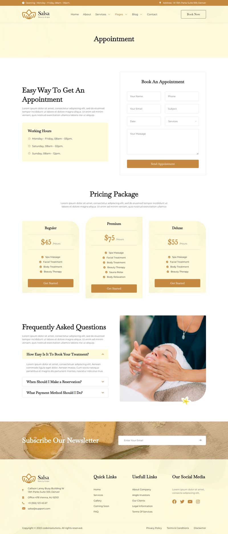 Appointment — Salsa - Beauty & Spa Elementor Template