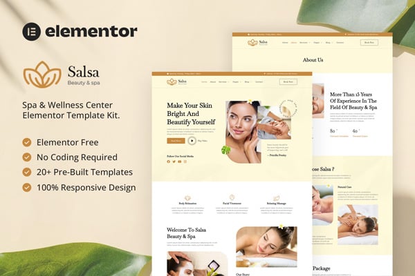 Salsa - Beauty & Spa Elementor Template — Elementor template kit cover