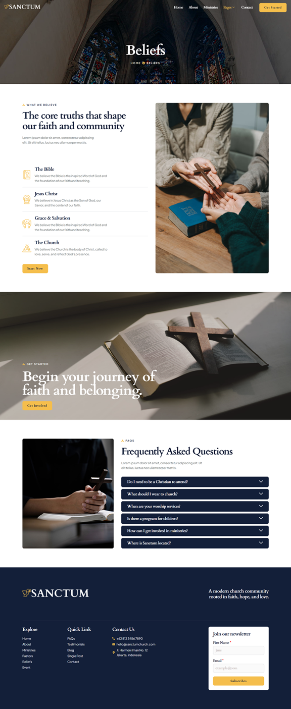 Beliefs — Sanctum - Modern Church & Religion Elementor Template