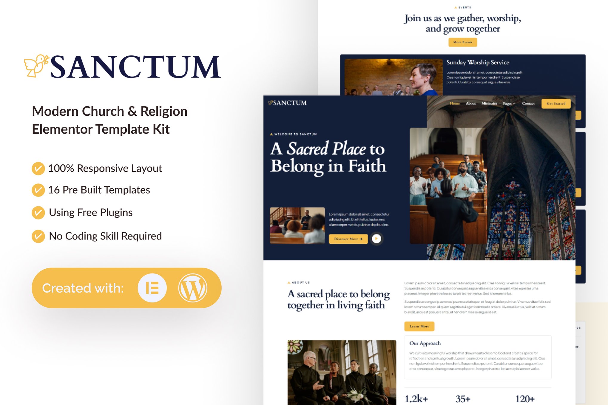 Sanctum - Modern Church & Religion Elementor Template — Elementor template kit cover