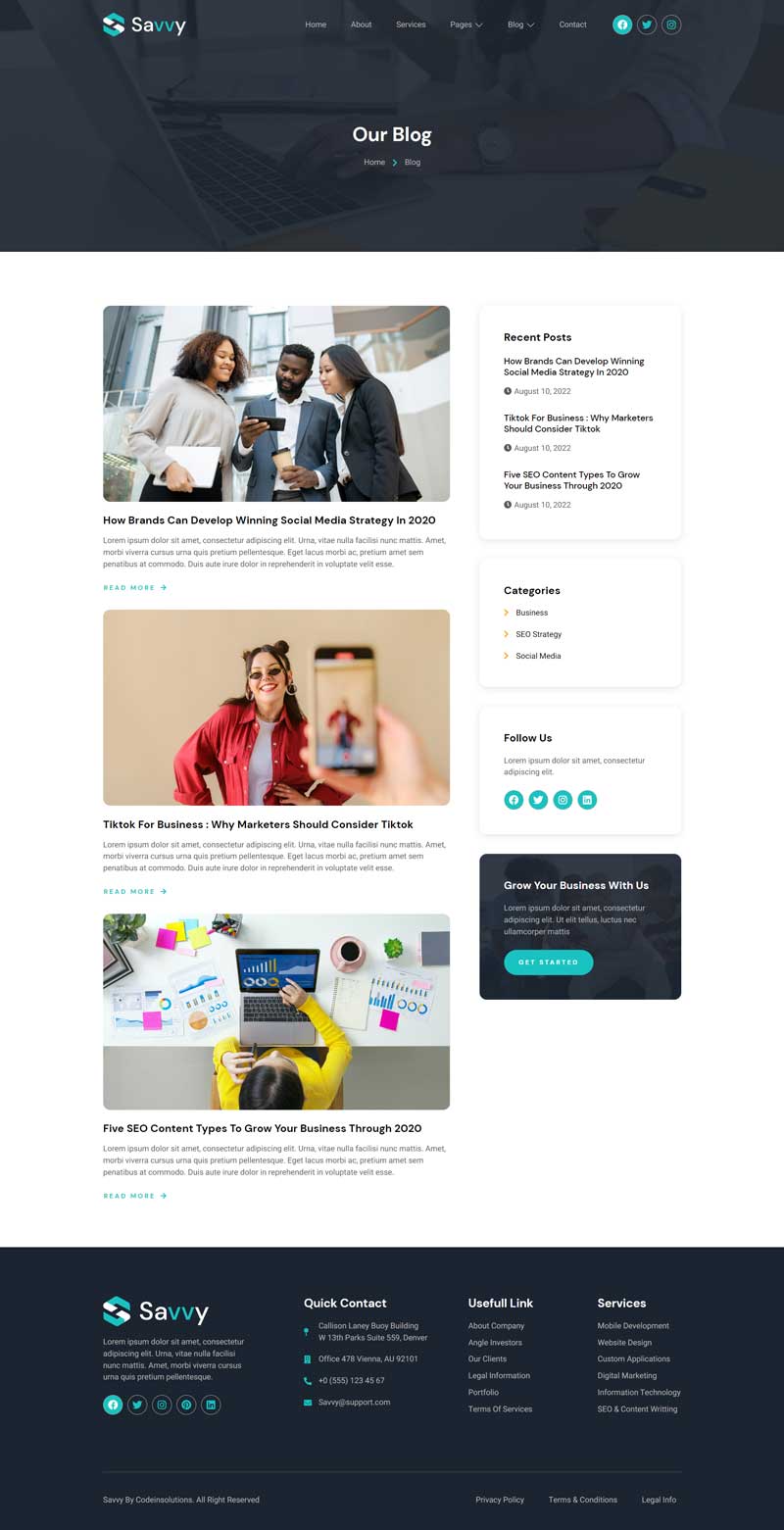 Blog — Savvy – Social Media Marketing Agency Elementor Template