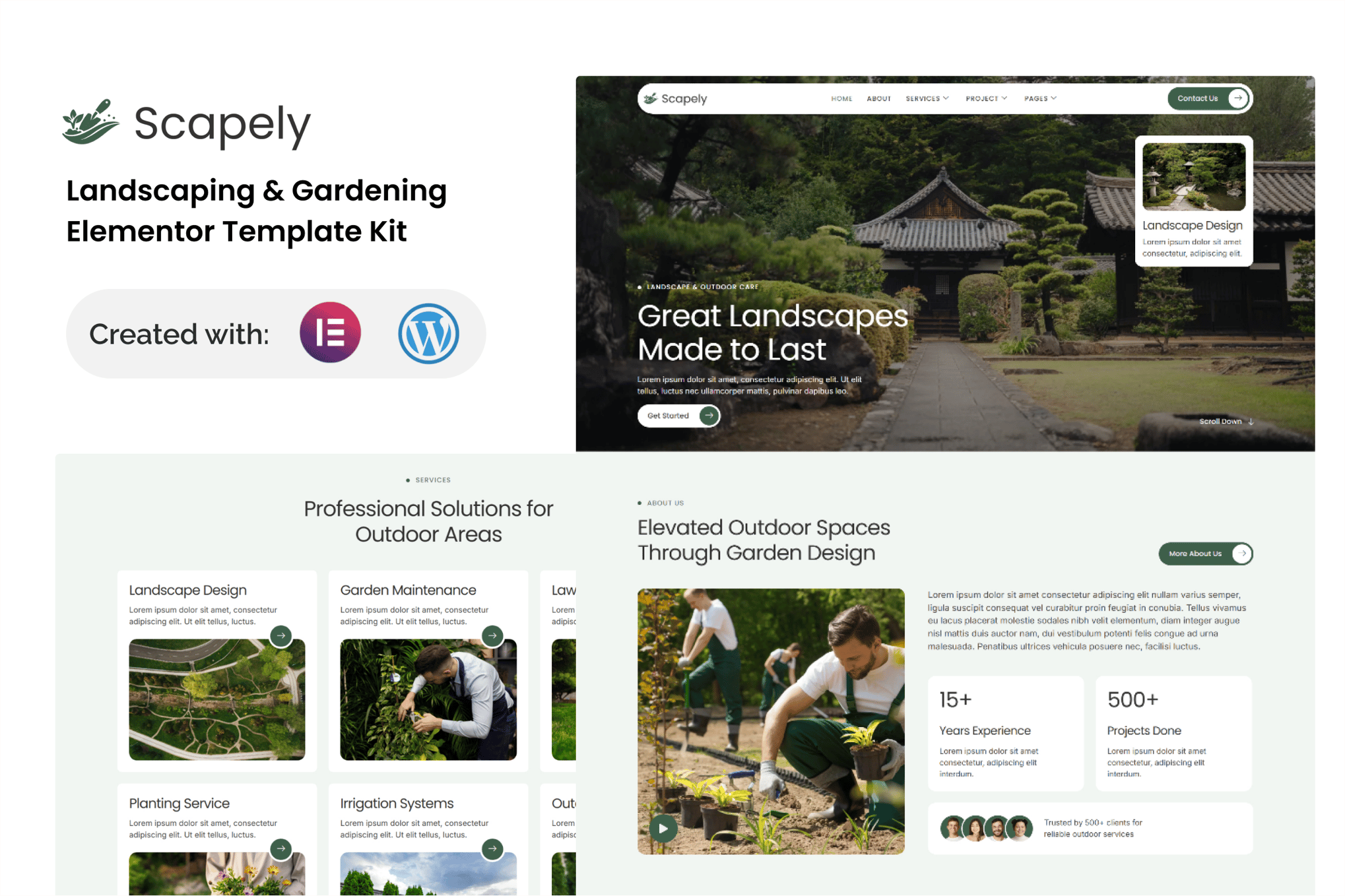Scapely - Landscaping & Gardening Elementor Template — Elementor template kit cover