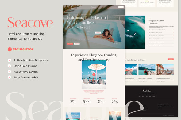 Seacove - Hotel and Resort Booking Elementor Template — Elementor template kit cover
