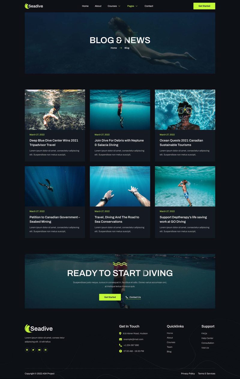 Blog — Seadive - Scuba Diving Centre Elementor Template