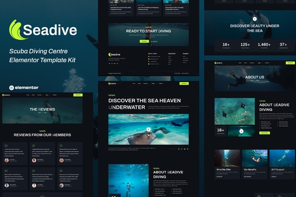 Seadive - Scuba Diving Centre Elementor Template — Elementor template kit cover