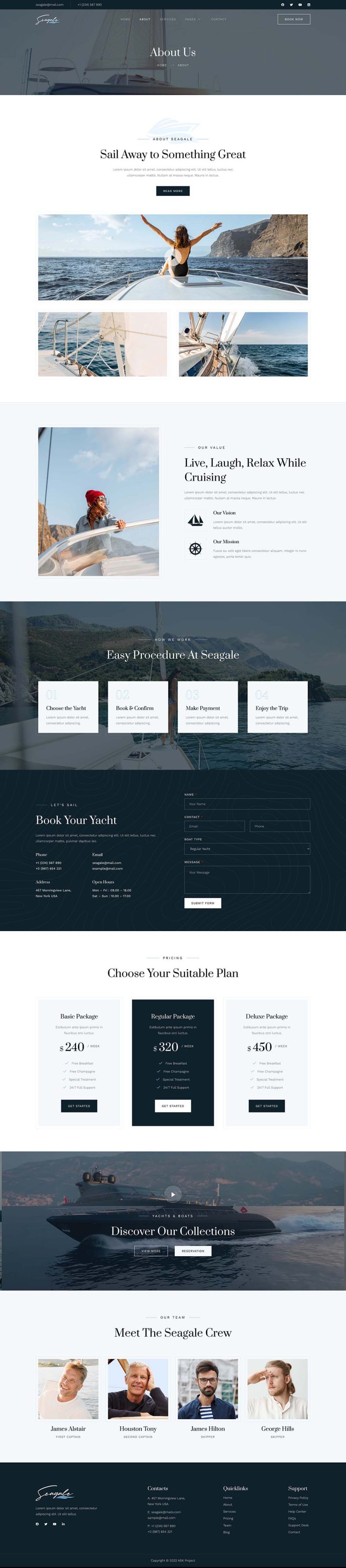 About — Seagale - Yacht Club & Boat Rental Elementor Template