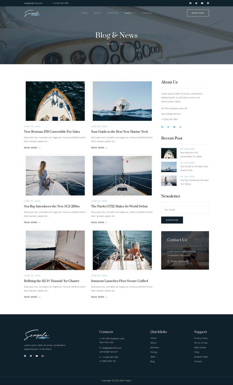 Blog — Seagale - Yacht Club & Boat Rental Elementor Template
