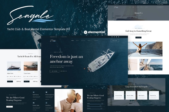 Seagale - Yacht Club & Boat Rental Elementor Template — Elementor template kit cover