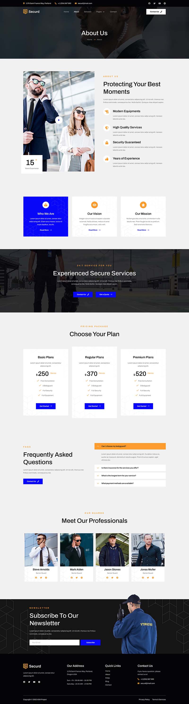 About — Securd - Security Agency & Bodyguard Elementor Template
