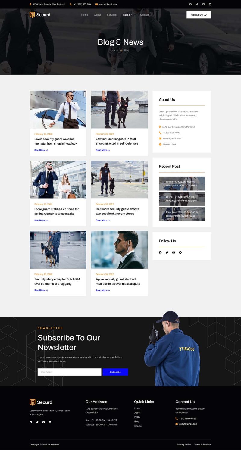 Blog — Securd - Security Agency & Bodyguard Elementor Template