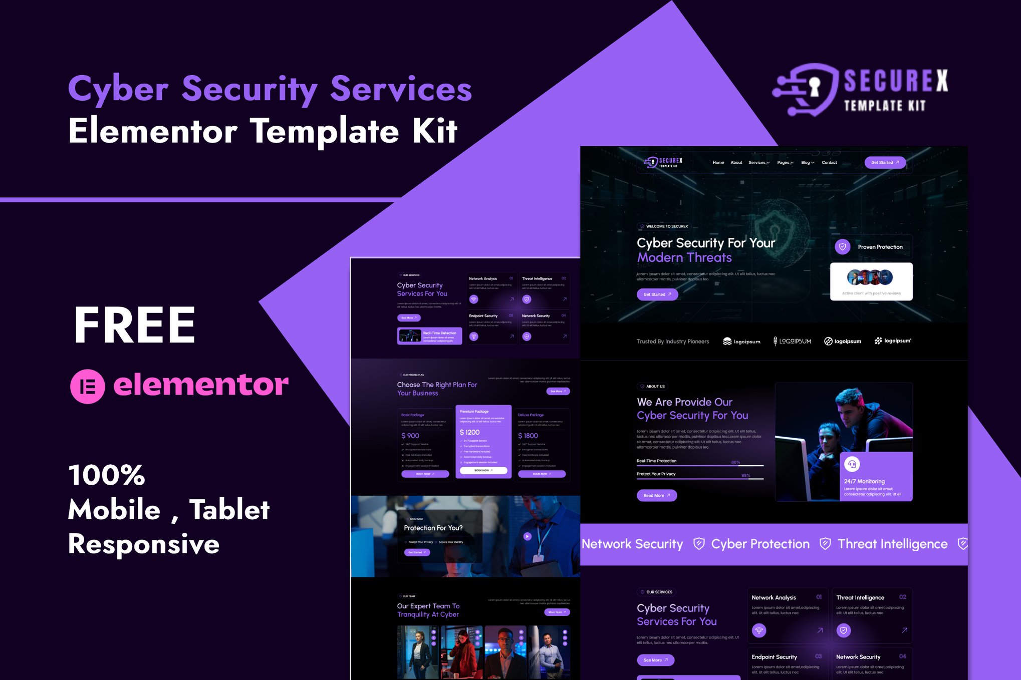 Securex - Cyber Security Services Elementor Template — Elementor template kit cover